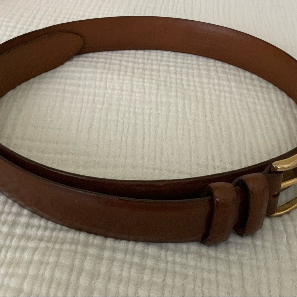 Cole Haan Tan Leather Belt with Gold Buckle